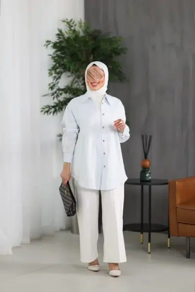 قميص نسائي ظهر كريستال - لينن