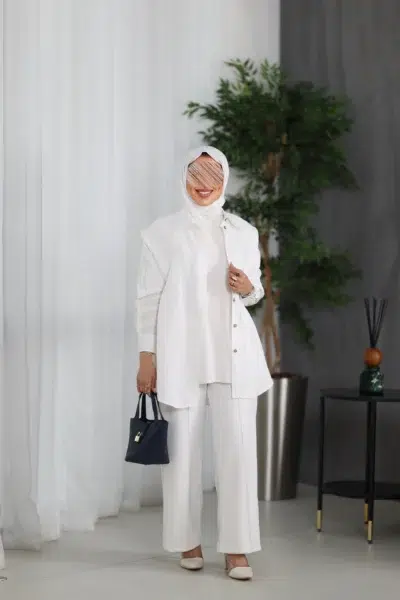 قميص نسائي ظهر كريستال - لينن