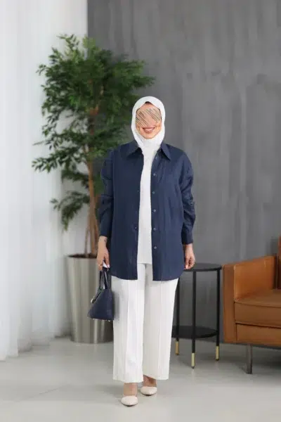 قميص نسائي ظهر كريستال - لينن