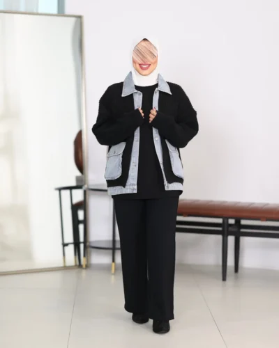 جاكيت نسائي تريكو مع جينز