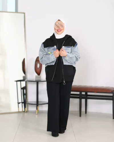 Alternative view of جاكيت نسائي كبوس خام مع جينز