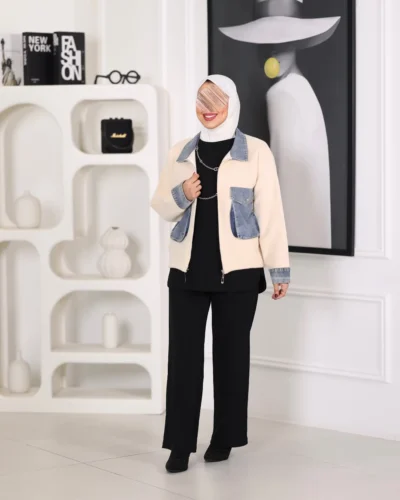 Alternative view of جاكيت نسائي خام مع جينز