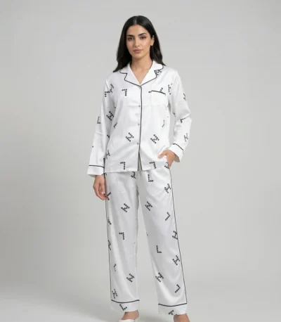 بجامة نسائي ساتان كم