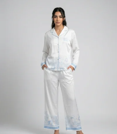 بجامة نسائي ساتان كم