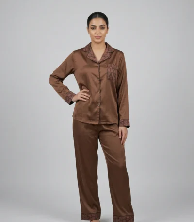 بجامة نسائي ساتان كم