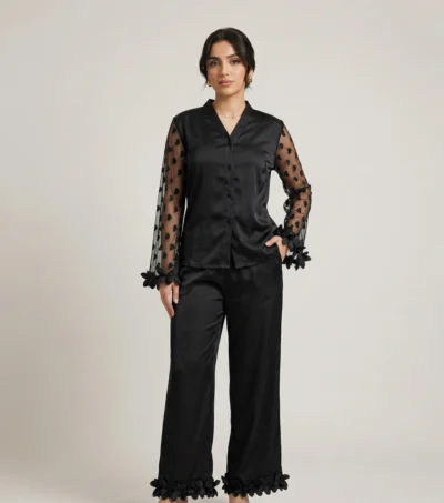 بجامة نسائي زرار شيفون