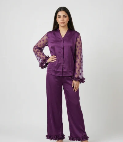 بجامة نسائي زرار شيفون