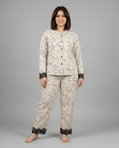 بجامة نسائي زرار كم طويل