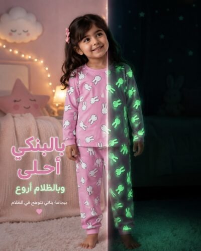 بيجامة بناتي تنير في الظلام