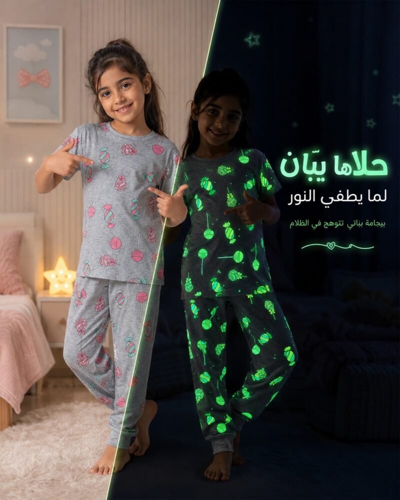 بيجامة بناتي تنير في الظلام